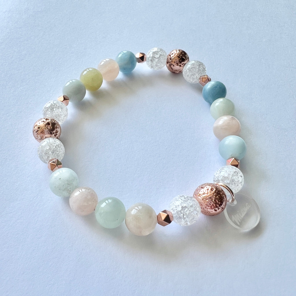 Morganite + Clear Quartz Bracelet