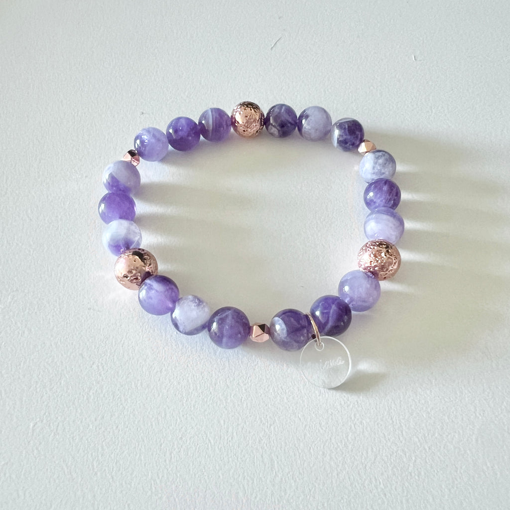 Amethyst + Rose Gold Lava Bracelet