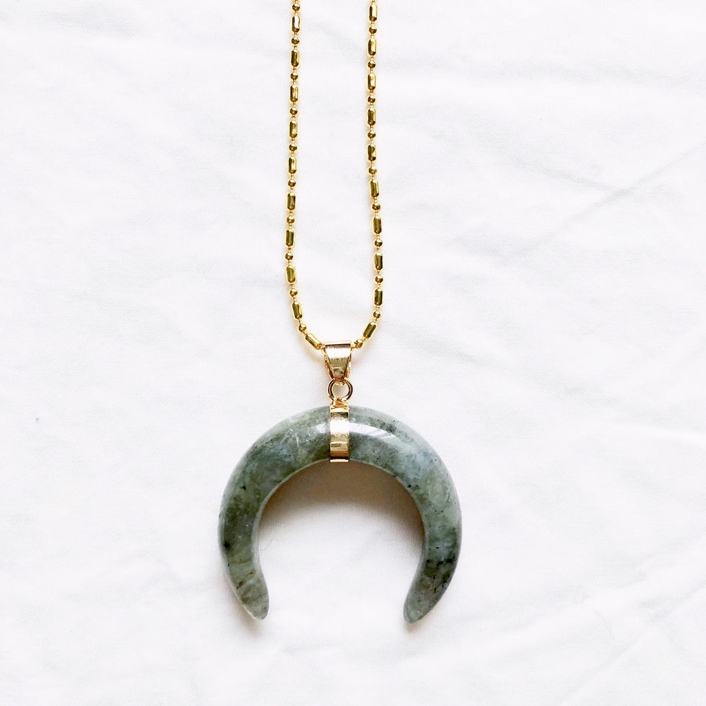Labradorite Moon Crescent Necklace