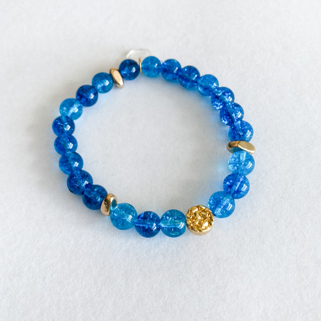 Blue Sapphire with Gold Disc Bracelet