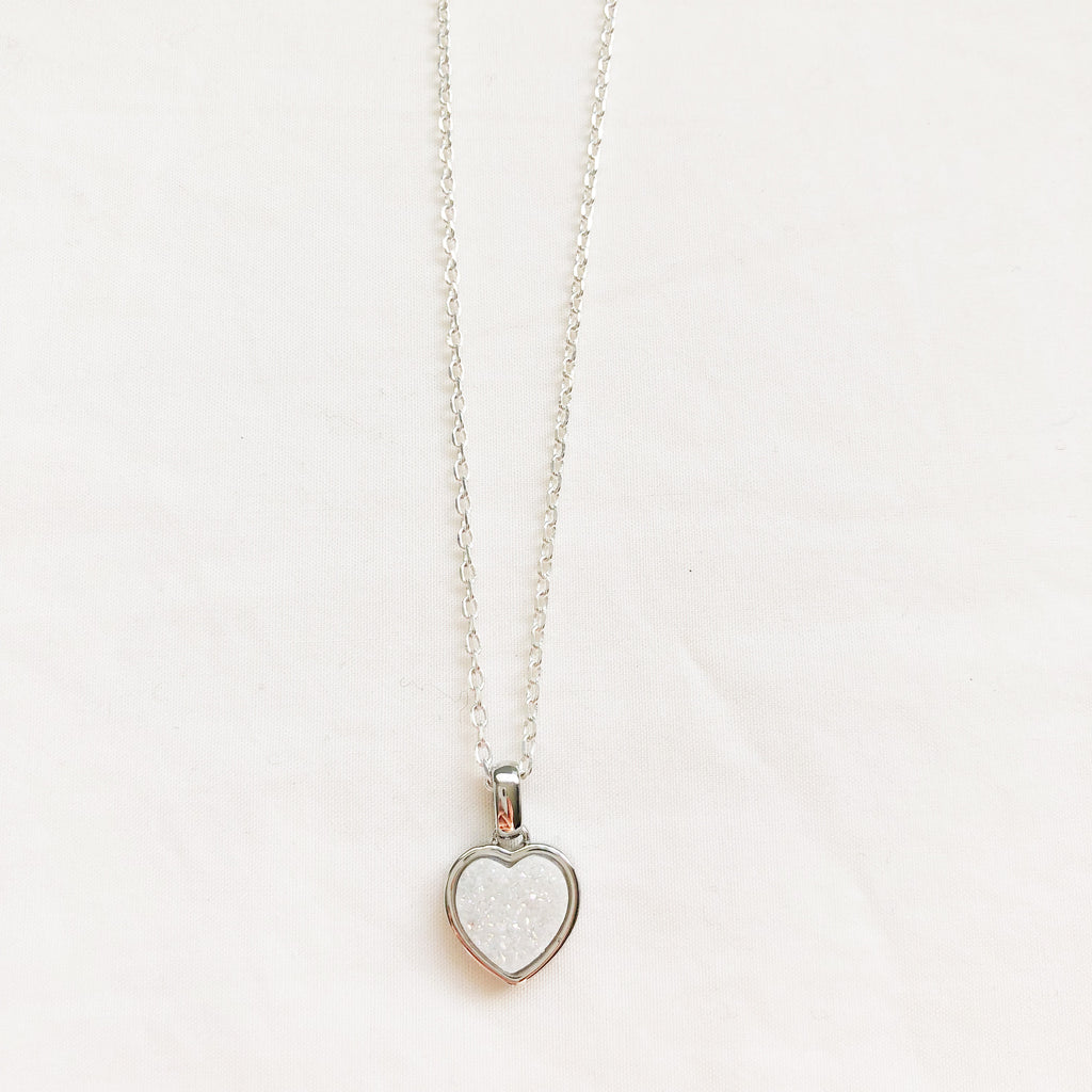 Pearl Druzy Heart Necklace