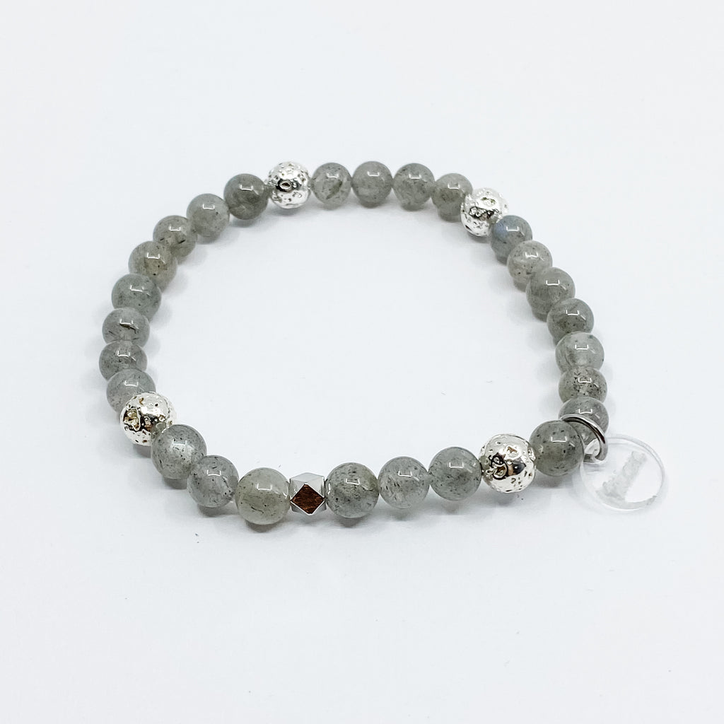 Labradorite + Silver Lava Bracelet