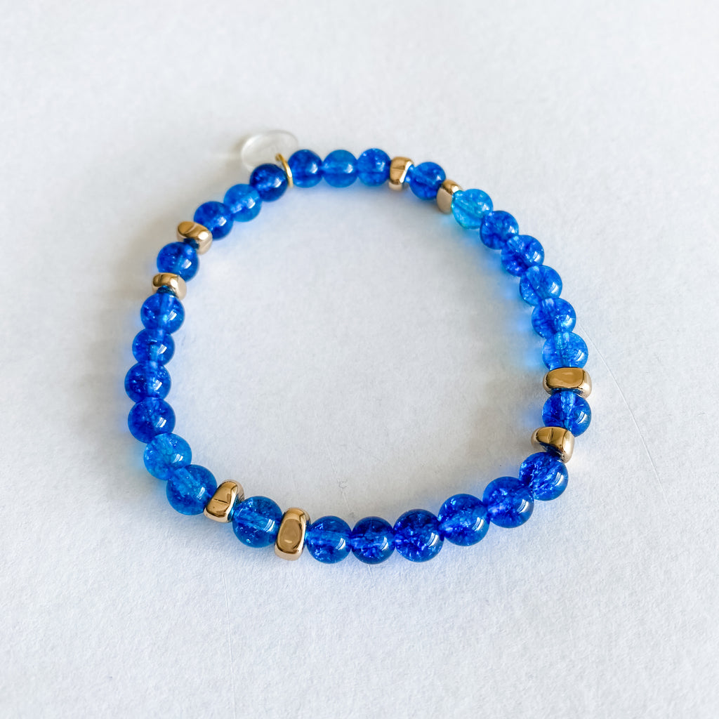 Blue Sapphire with Gold Pebble Bracelet