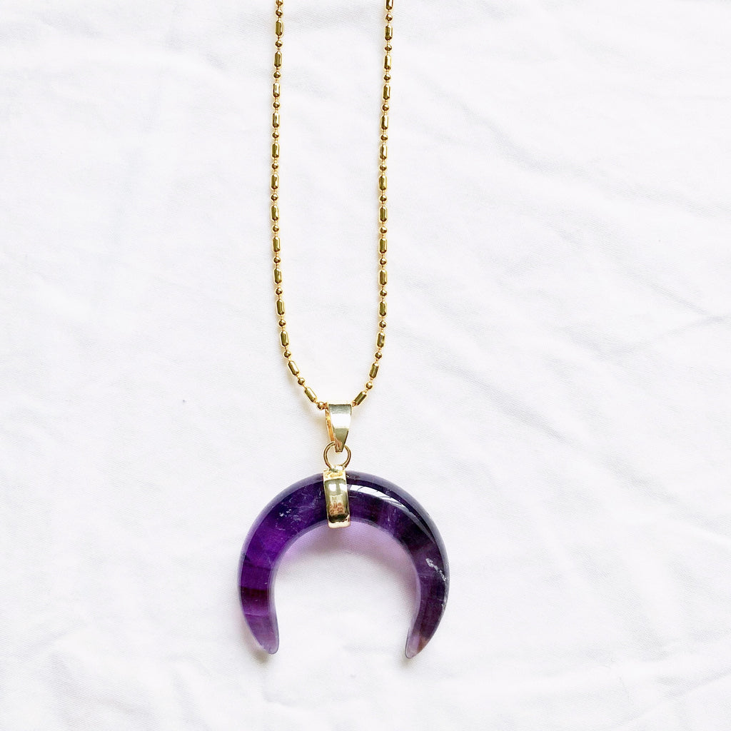 Amethyst Moon Crescent Necklace