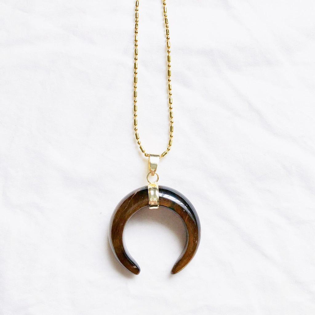 Tigereye Moon Crescent Necklace