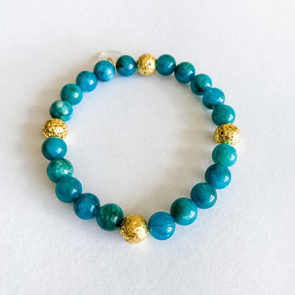 Blue Apatite with Gold Lava Bracelet