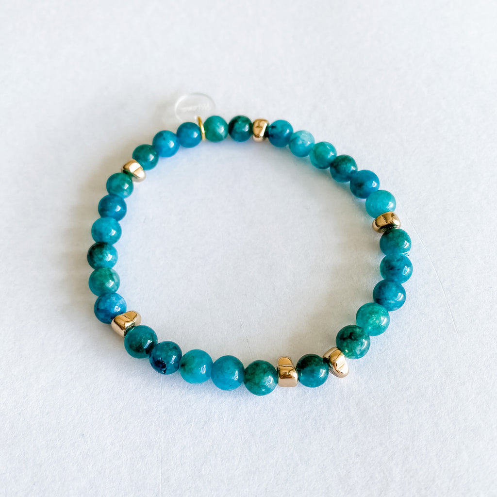 Blue Apatite with Gold Pebble Bracelet