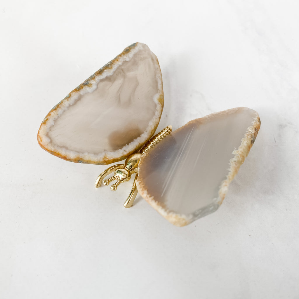 Agate Butterfly- White