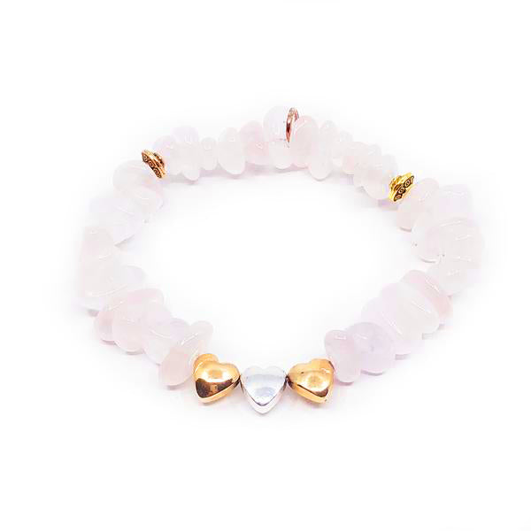 Rose Quartz + Heart Bracelet